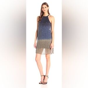 Anthropologie RAGA,Blue My Mind, Beaded Ombre Shift Dress, Large, Nwot